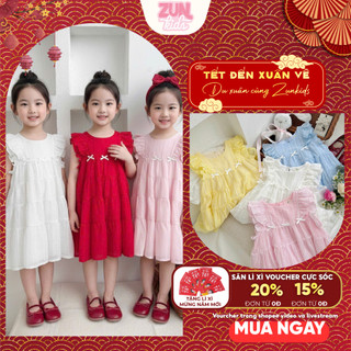 AZD586 Đầm Công Chúa Tơ Chấm Bi - Dáng Tiểu Thư Xòe To, Vải Tơ Mềm Nhẹ