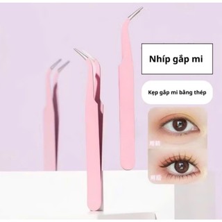Nhíp Gắp Mi Giả Chuyên Dụng Màu Hồng Đầu Cong