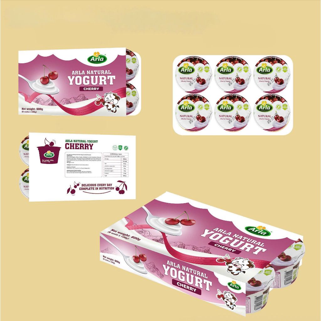 Sữa chua Arla sữa chua nguội ít béo hương vị trái cây tự nhiên lốc 6 hộp * 100gr