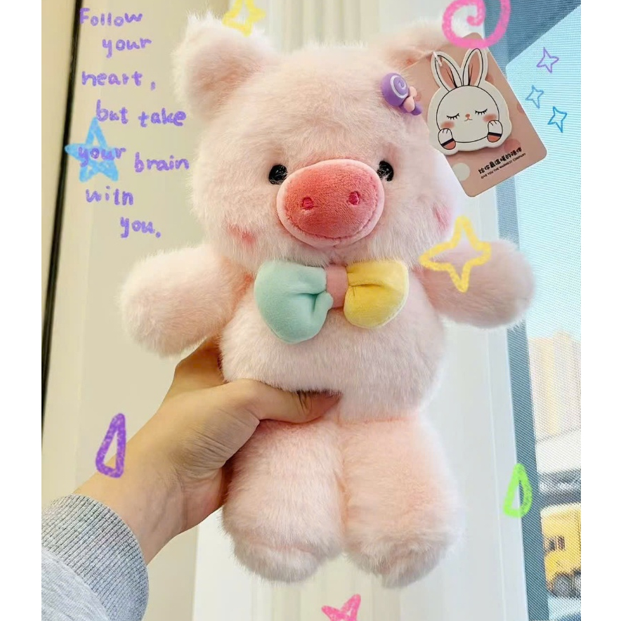 Gấu Bông Con Vật Đeo Nơ Lông Tơ Non Cao Cấp, Gấu Bông Mini Các Loại Động Vật Má HồngLàm Quà Tặng Cho Bé