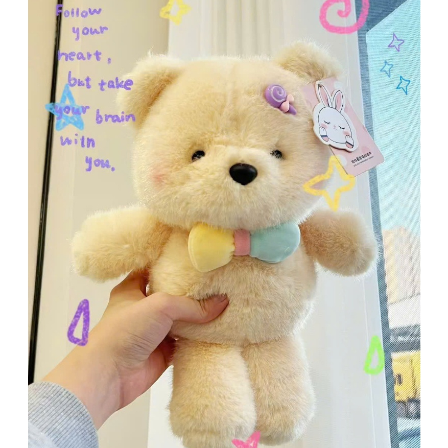 Gấu Bông Con Vật Đeo Nơ Lông Tơ Non Cao Cấp, Gấu Bông Mini Các Loại Động Vật Má HồngLàm Quà Tặng Cho Bé