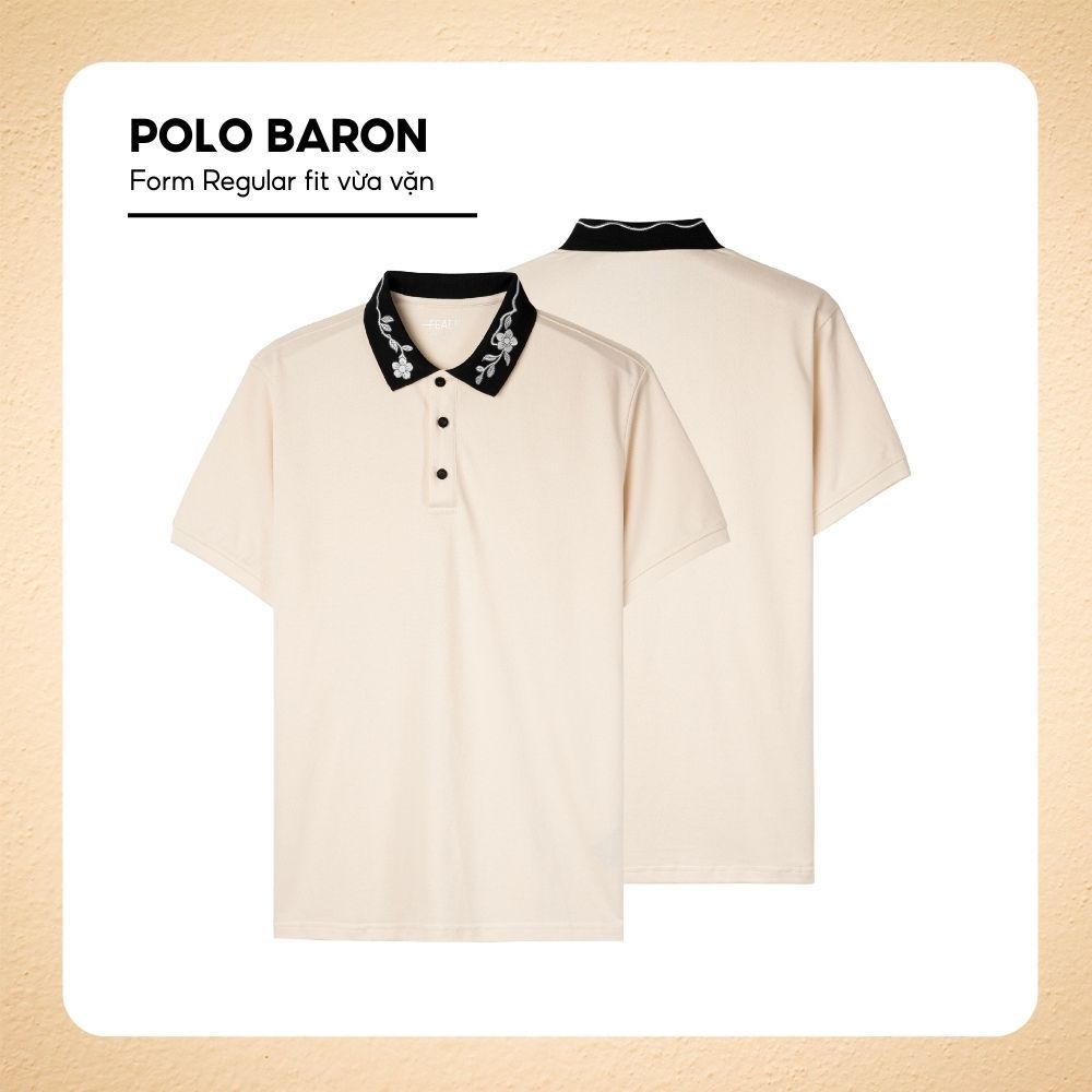 [CỔ ÁO THÊU HOA ANH ĐÀO] Polo SAKURA kem thanh lịch, sang trọng, phối cúc áo tạo điểm nhấn tinh tế, tôn body - FEAER