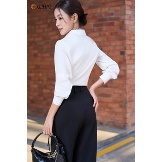 Áo Sơ Mi Nữ 𝐂𝐂𝐇𝐀𝐓 Dáng Suông Dài Tay Basic Chất Liệu Mềm Mát Cao Cấp 15SDT2003OT