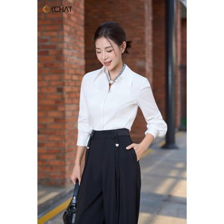 Áo Sơ Mi Nữ 𝐂𝐂𝐇𝐀𝐓 Dáng Suông Dài Tay Basic Chất Liệu Mềm Mát Cao Cấp 15SDT2003OT