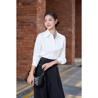 Áo Sơ Mi Nữ 𝐂𝐂𝐇𝐀𝐓 Dáng Suông Dài Tay Basic Chất Liệu Mềm Mát Cao Cấp 15SDT2003OT