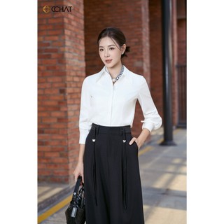 Áo Sơ Mi Nữ 𝐂𝐂𝐇𝐀𝐓 Dáng Suông Dài Tay Basic Chất Liệu Mềm Mát Cao Cấp 15SDT2003OT