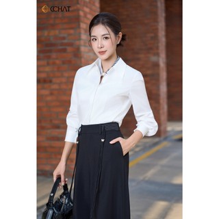 Áo Sơ Mi Nữ 𝐂𝐂𝐇𝐀𝐓 Dáng Suông Dài Tay Basic Chất Liệu Mềm Mát Cao Cấp 15SDT2003OT