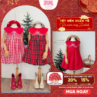 Váy Bé Gái Dáng Tùng Quả Bí – Váy Dự Tiệc/Noel Chất Cotton Thoáng Mát