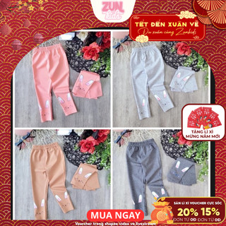 Quần Legging Bé Gái Cotton 4 Chiều, Quần Dài Trẻ Em In Hình Thỏ, Mềm Mịn Co Giãn Tốt