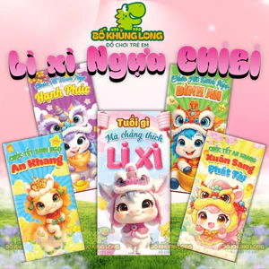 Xấp 10 Bao Lì Xì Truyền Thống Mẫu NGỰA CHIBI BỐ KHỦNG LONG Lì Xì Ngựa Mã Đáo Thành Công 2026 Hot trend