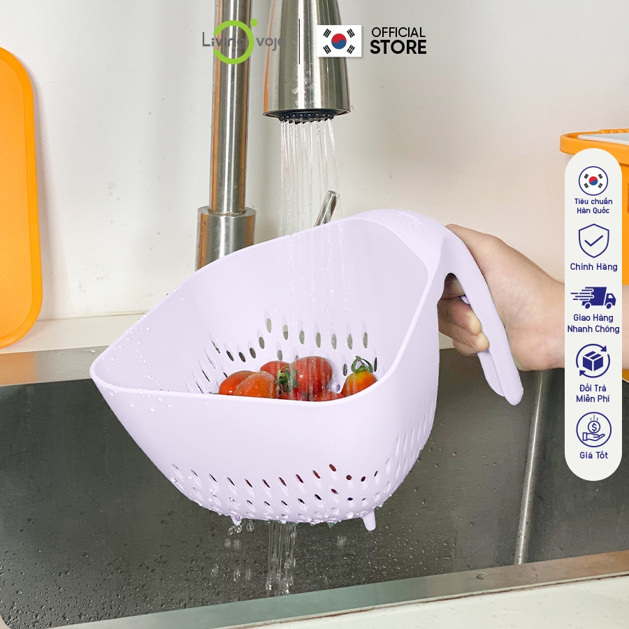 Rổ có tay cầm nhựa rửa trái cây, rửa rau củ, rổ lọc mỳ ý Livingon ...
