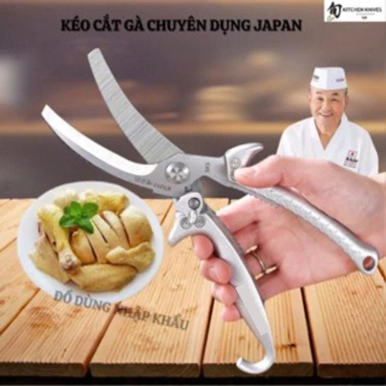 Kéo cộng lực JAPAN chuyên cắt xương gà, thịt gà, da gà cắt kẽm tôn thiếc- Mẫu mới nhất Nhật Bản 2026