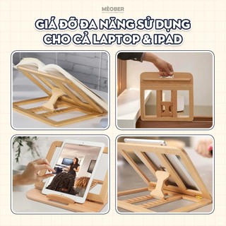 Kệ, Giá Đỡ Laptop & iPad Gỗ Cao Cấp Woody Art Stand, hỗ trợ viết vẽ, tản nhiệt máy, kê đa góc nghiêng by MèoBer