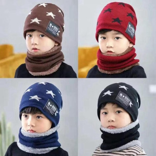 Sỉ Sét Mũ Len Nam Kèm Khăn Ống Hình Sao