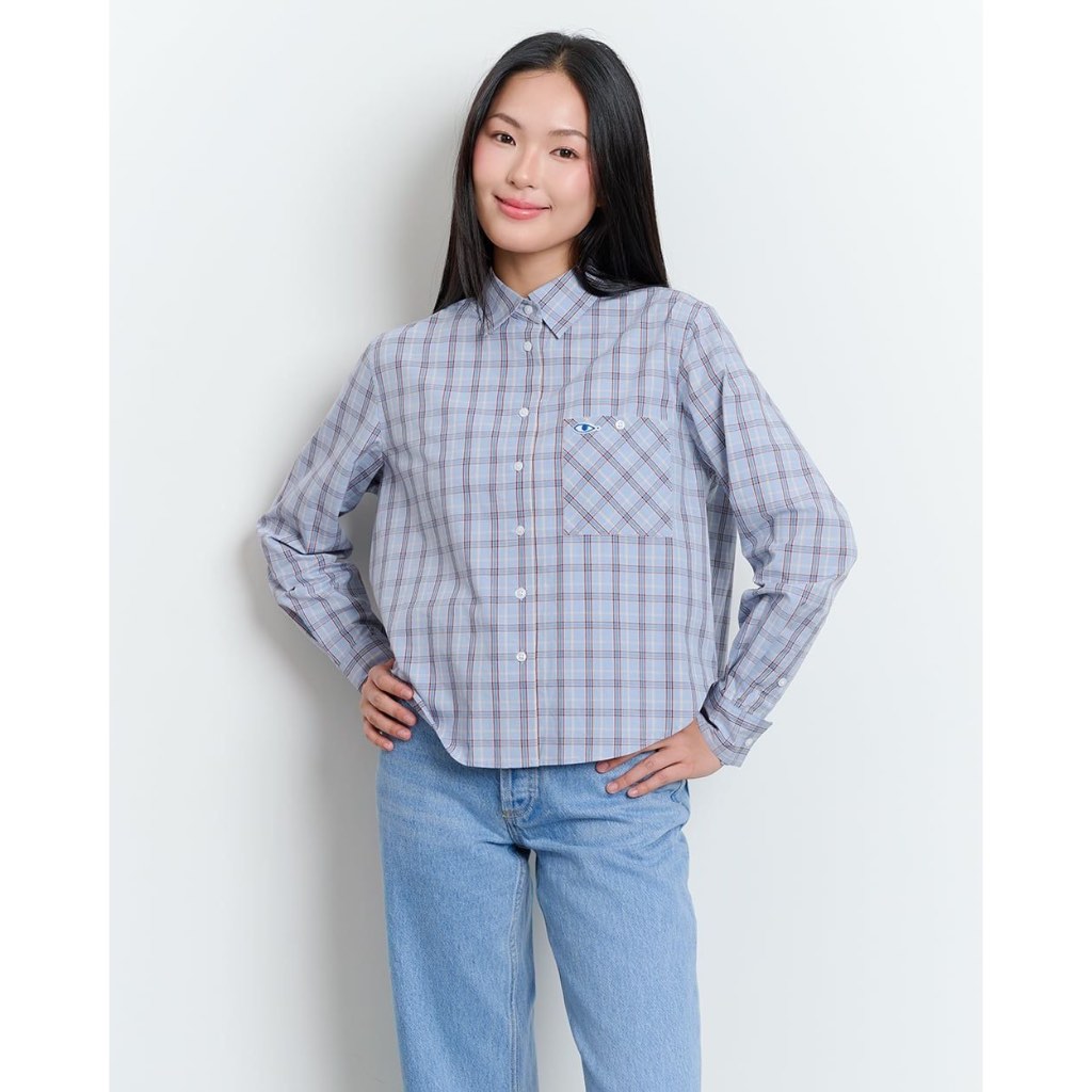 TheBlueTshirt - Áo sơ mi kẻ sọc caro to tay dài phom regular cho nữ - Kate Shirt