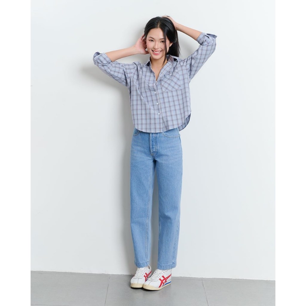 TheBlueTshirt - Áo sơ mi kẻ sọc caro to tay dài phom regular cho nữ - Kate Shirt