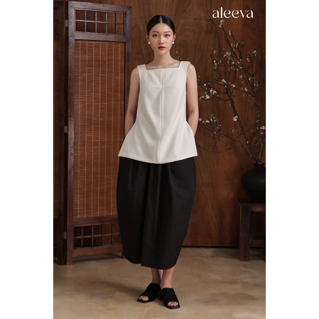 Áo Tanktop Dáng Suông ALEEVA - GUMAC Cổ Vuông Không Tay Cách Điệu Hình Chữ Thập EAG01057