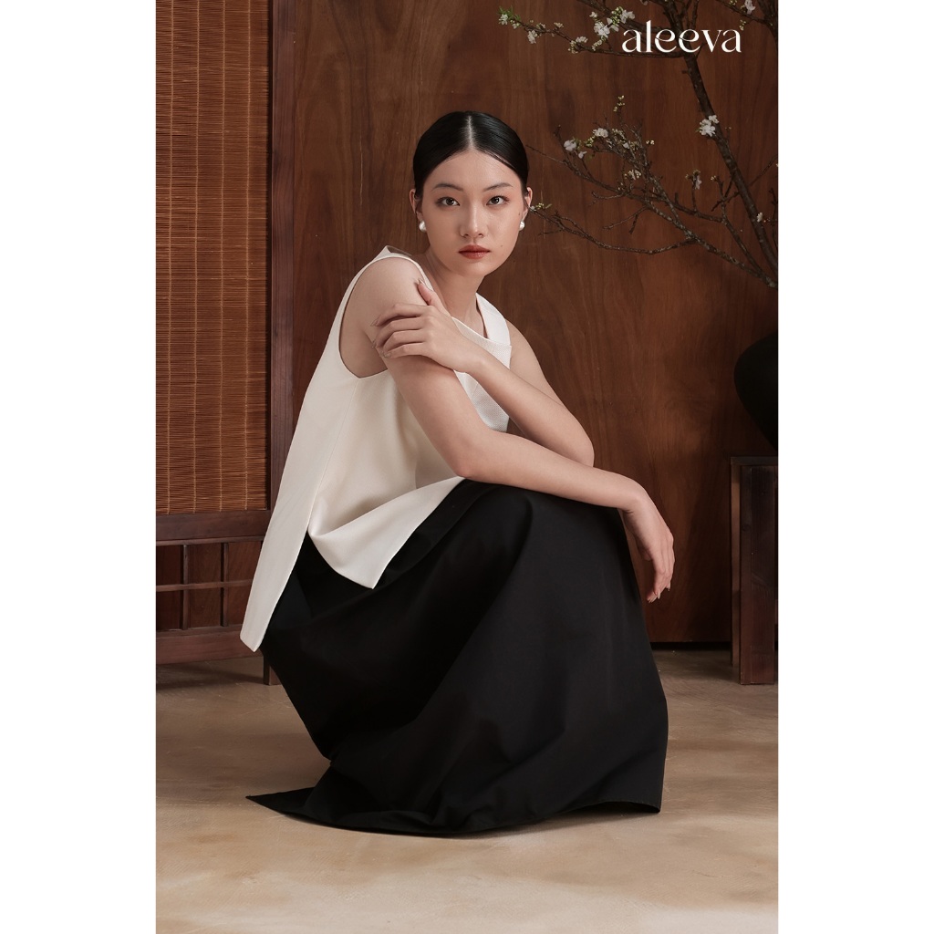 Áo Tanktop Dáng Suông ALEEVA - GUMAC Cổ Vuông Không Tay Cách Điệu Hình Chữ Thập EAG01057