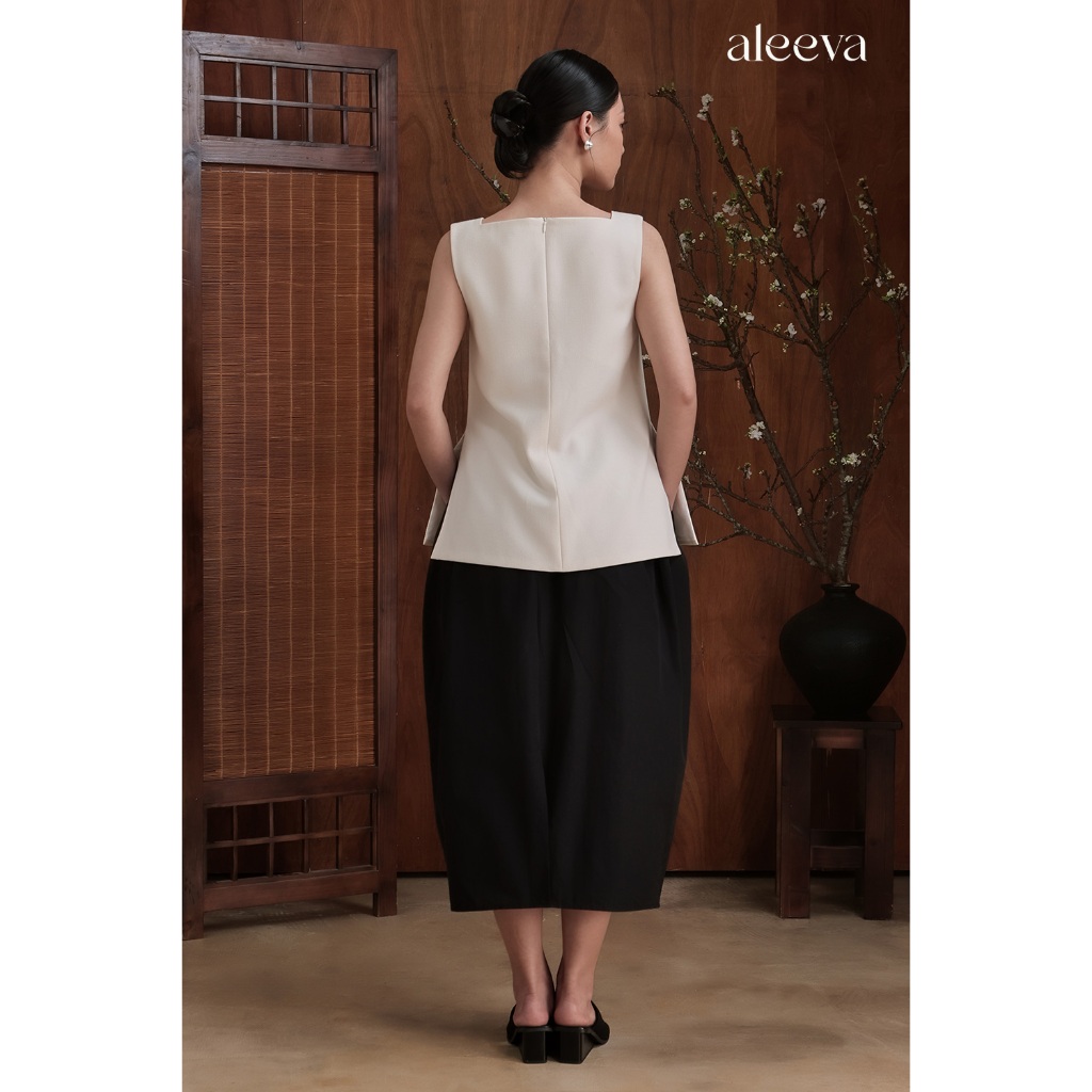 Áo Tanktop Dáng Suông ALEEVA - GUMAC Cổ Vuông Không Tay Cách Điệu Hình Chữ Thập EAG01057