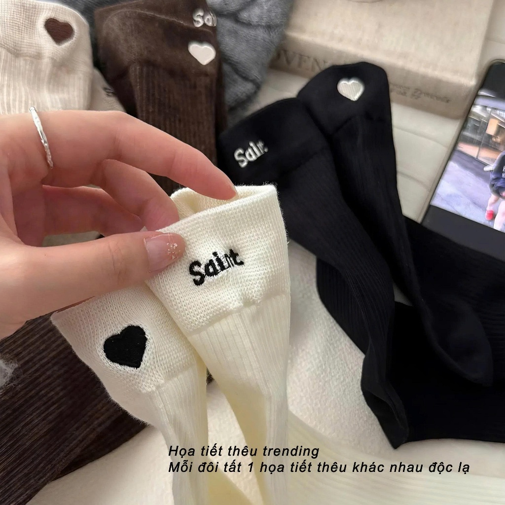 Tất vớ nữ cổ cao style Hàn Quốc đơn giản, chất liệu mềm mịn thoáng khí - Ekiu Shop