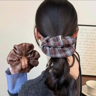 Scrunchies cột tóc vải caro vintage nhiều màu sắc