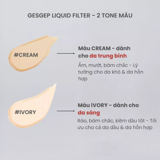 Kem nền Ges gep Liquid Filter kiềm dầu, chống nắng, lớp nền mỏng nhẹ mịn mướt 30ml Duduhouse