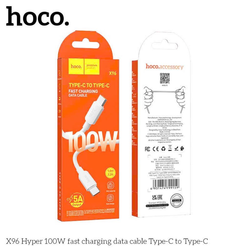 Dây sạc nhanh hoco X96 ,typec to typec 100w.