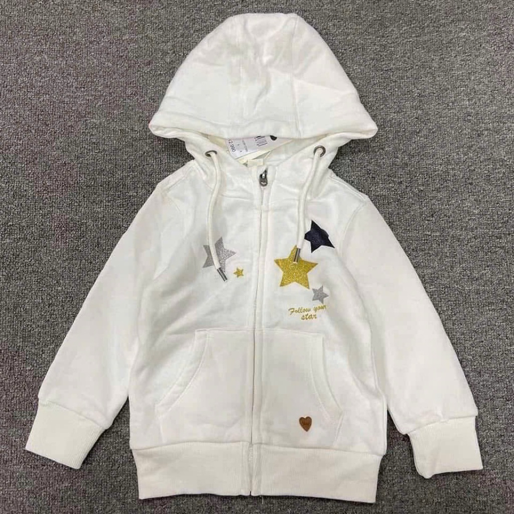 [Sale Lỗi Nhẹ] Áo Hoodie Bé Trai Bé Gái Nỉ Trắng Xuất Dư Size 2-4T (9-15kg) C3265