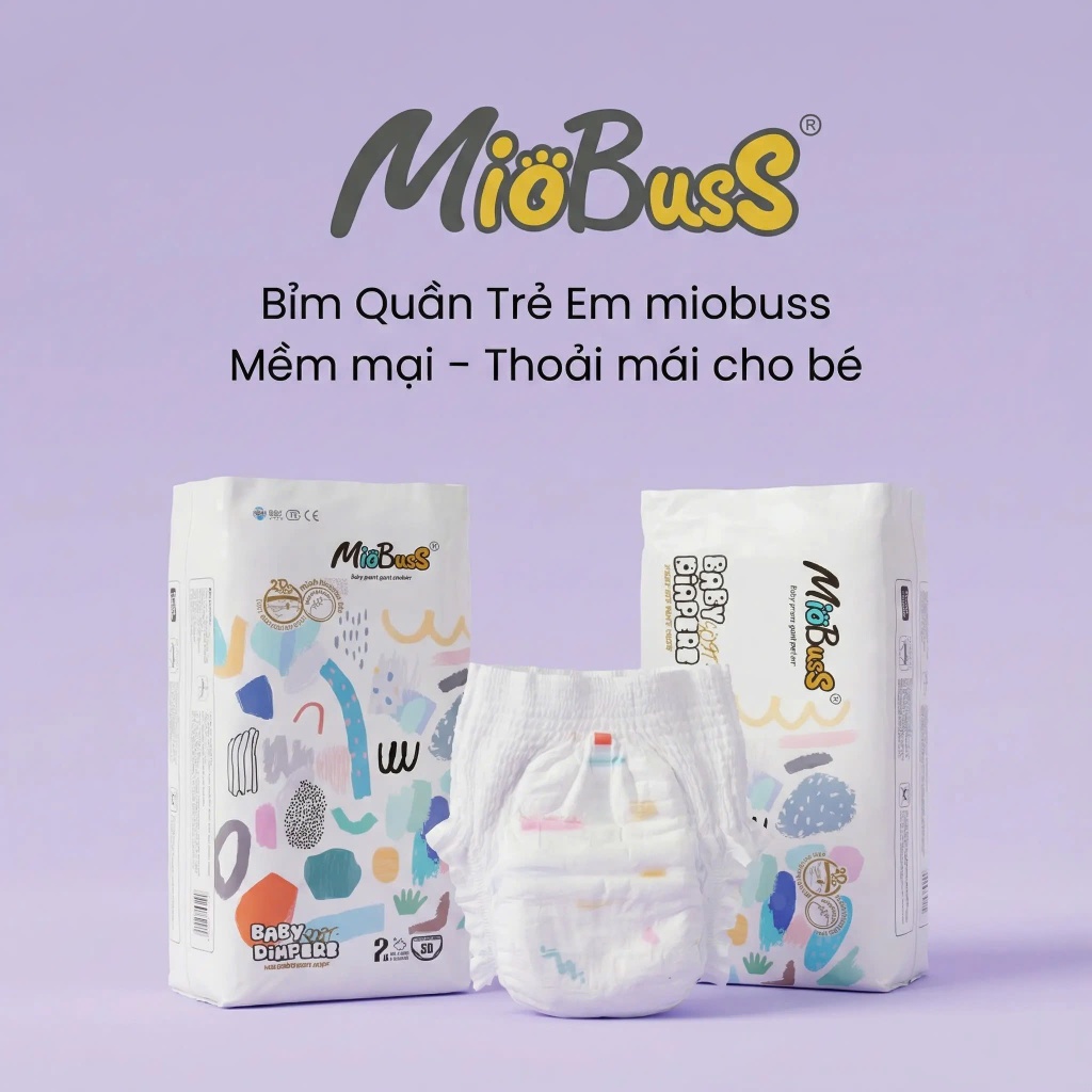 [100 miếng] MioBusS Tã bỉm quần trẻ em Size M/L/XL/2XL/3XL/4XL – Siêu mềm, thấm hút nhanh