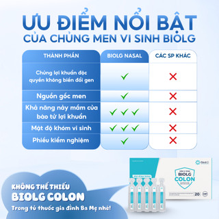 Men Vi Sinh BioLG Colon Bổ Sung Lợi Khuẩn, Hỗ Trợ Tiêu Hóa Và Đường Ruột Hộp 20 Ống