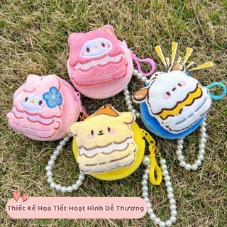 Túi Dựng Tiền Mini Sanrio Kuromi, Melody, Kitty Đáng Yêu Cho Bé, Dây Treo Ngọc Trai Lấp Lánh, Chất Liệu Vải Bông Mềm Mại