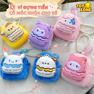 Ví Đựng Tiền Mini Kuromi, Kitty, Melody, Pochaco Dễ Thương Cho Bé, Dây Đeo Ngọc Trai Lấp Lánh Chất Liệu Vải Bông Mềm Mại
