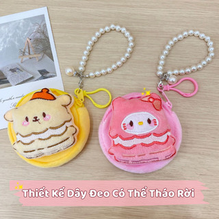 Túi Dựng Tiền Mini Sanrio Kuromi, Melody, Kitty Đáng Yêu Cho Bé, Dây Treo Ngọc Trai Lấp Lánh, Chất Liệu Vải Bông Mềm Mại