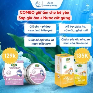 Combo Pozo Tắm & Thoa Ấm: Nước Cốt Gừng Tắm Bé & Sáp Ấm - Phòng Cảm, Giảm Ho, Ngủ Ngon