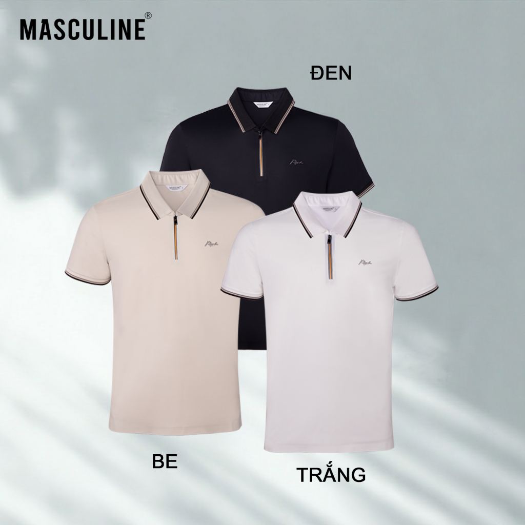 Áo polo nam MASCULINE APL614 chất liệu silk nylon spandex form regular fit cổ bo phối màu