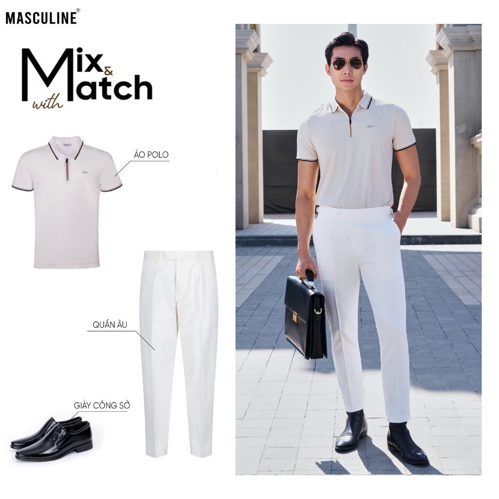 Áo polo nam MASCULINE APL614 chất liệu silk nylon spandex form regular fit cổ bo phối màu