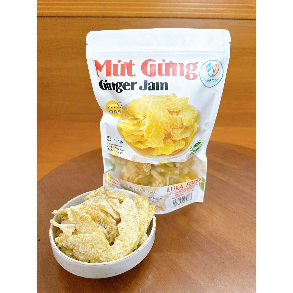Mứt Gừng Lát Luka Food 400g - Đậm Đà Vị Gừng Tươi Cay Nồng, Ít Ngọt, Ấm Bụng, An Toàn Vệ Sinh, Món Ngon Ngày Tết