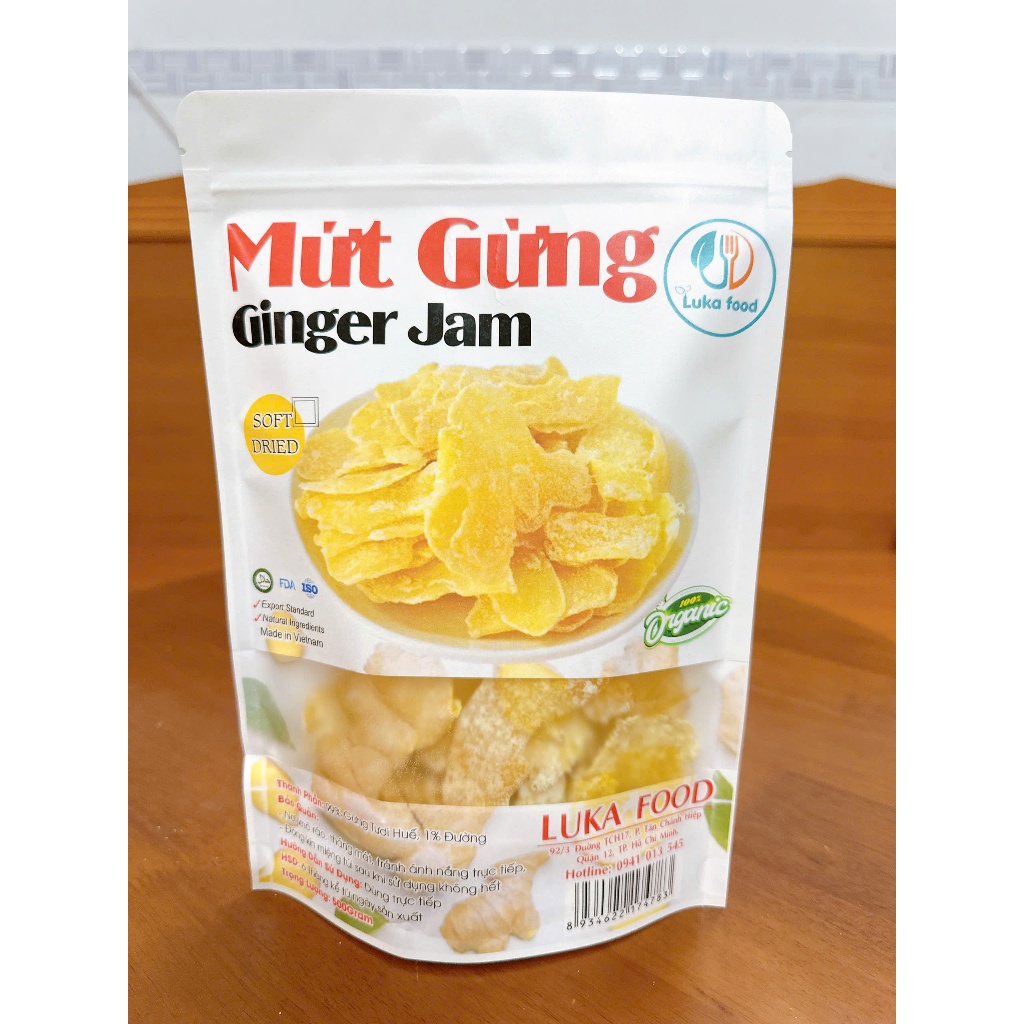 Mứt Gừng Lát Luka Food 400g - Đậm Đà Vị Gừng Tươi Cay Nồng, Ít Ngọt, Ấm Bụng, An Toàn Vệ Sinh, Món Ngon Ngày Tết