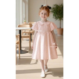[B&G] Đầm váy hoa cổ sen tay bồng màu hồng dễ thương cho bé gái từ 10-45kg