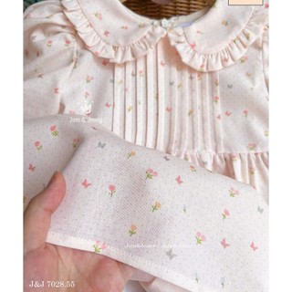 [B&G] Đầm váy hoa cổ sen tay bồng màu hồng dễ thương cho bé gái từ 10-45kg