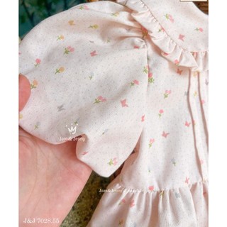 [B&G] Đầm váy hoa cổ sen tay bồng màu hồng dễ thương cho bé gái từ 10-45kg