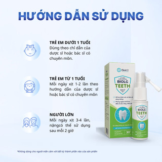 Xịt Vi Sinh BioLG Teeth Cho Bé Hỗ Trợ Chăm Sóc Răng Miệng, Hơi Thở Thơm Mát 30ml