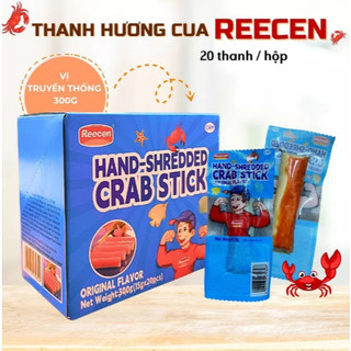 Hộp Thanh Hương Cua REECEN 300g (15g*20thanh), Thanh cua vị Truyền thống, vị Cay, Vị BBQ Siêu Ngon