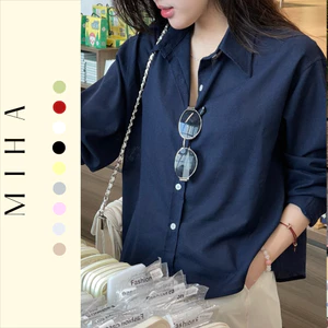 Áo Sơ Mi Croptop Linen, Áo Sơmi Nữ Dài Tay Basic Trơn, Áo Somi Kiểu Form Rộng Mùa Hè Thoáng Mát Miha Studio