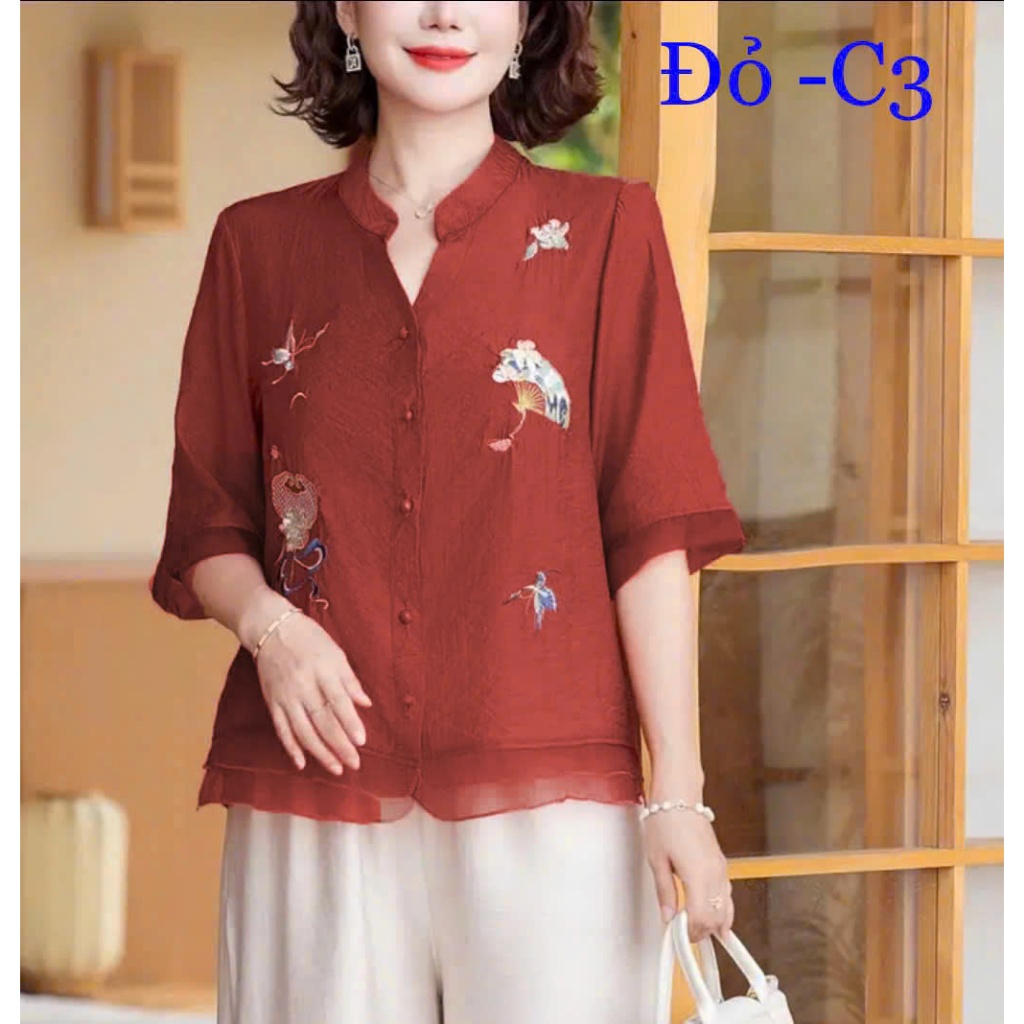 C01 - Áo Kiểu Nữ . Chất liệu mềm mại, thoáng mát, Thích hợp mặc mùa hè. ( Áo Thêu Tỉ Mỉ )