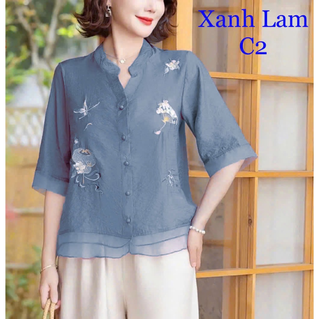 C01 - Áo Kiểu Nữ . Chất liệu mềm mại, thoáng mát, Thích hợp mặc mùa hè. ( Áo Thêu Tỉ Mỉ )