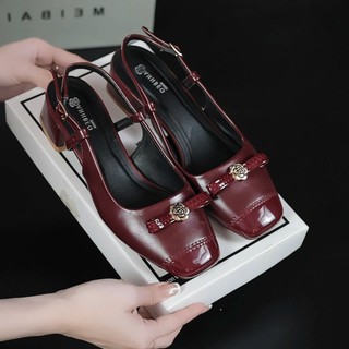 Giày Sandal Nữ cao 3P Mũi Vuông thời thượng phù hợp mọi nơi mọi lúc Giày Bánh Bèo mã SandalBongCutie3p