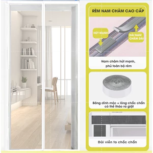 Rèm lưới chống muỗi từ tính- rèm cửa chính dán tường chống côn trùng tự hút nam châm cao cấp khositu