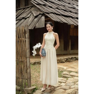 Đầm Nữ NOICRE DRESS  Cổ Yếm Hở Lưng Dáng Dài Chiết Eo Thanh Lịch GOUT DE JUN