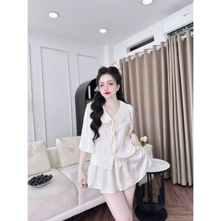 đồ bộ ngủ tay loe cổ sen thắt nơ xinh xắn, dưới 60kg [DB19]